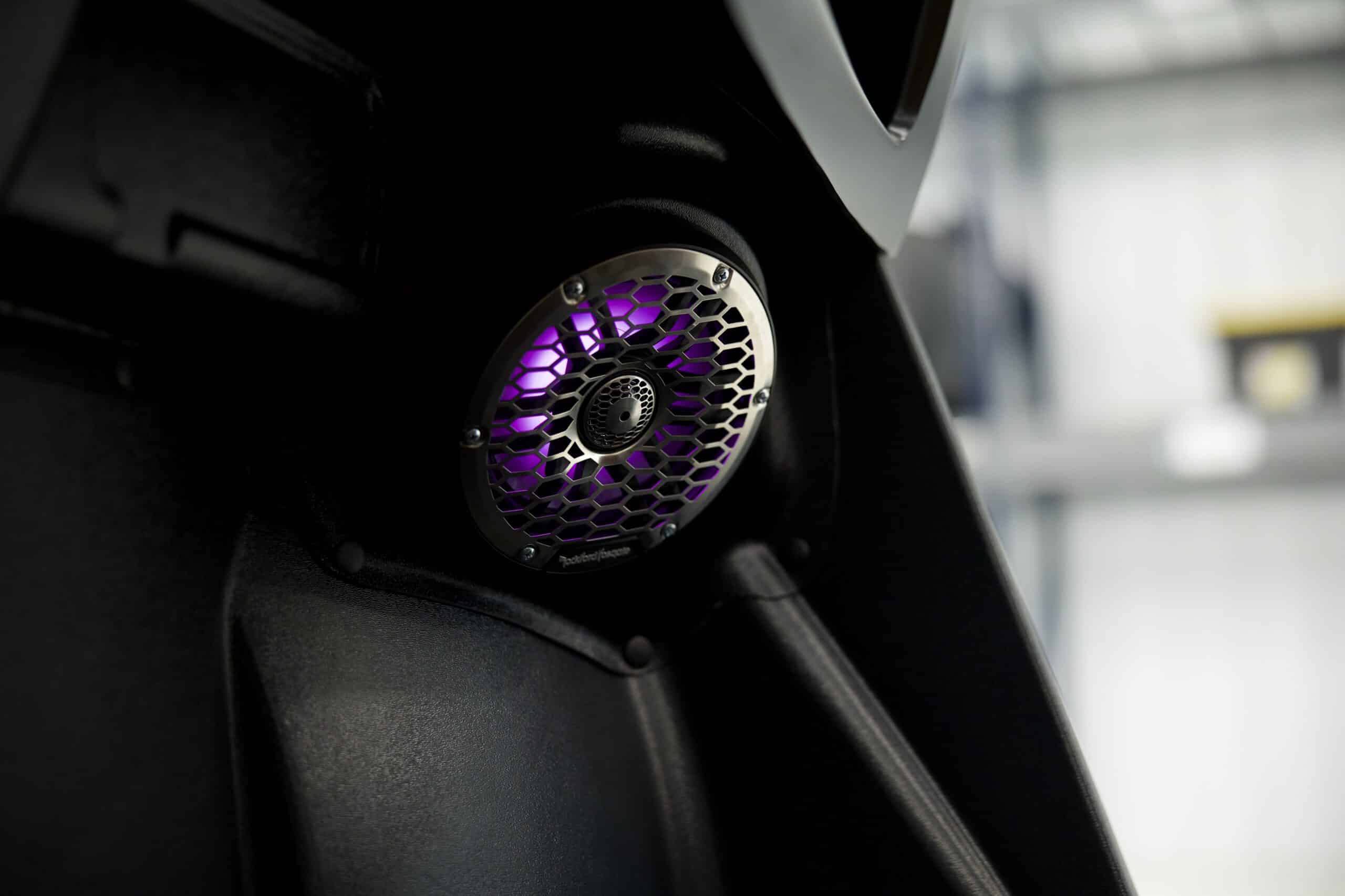 Close up showing a speaker in the back of a ULV 322